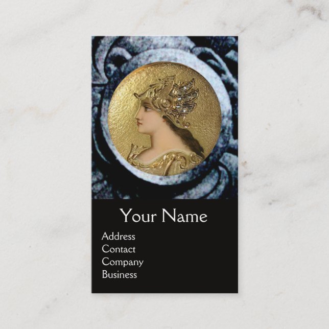 ATHENA AND FIGHTING GRYPHONS MONOGRAM ,Red Ruby Business Card (Front)