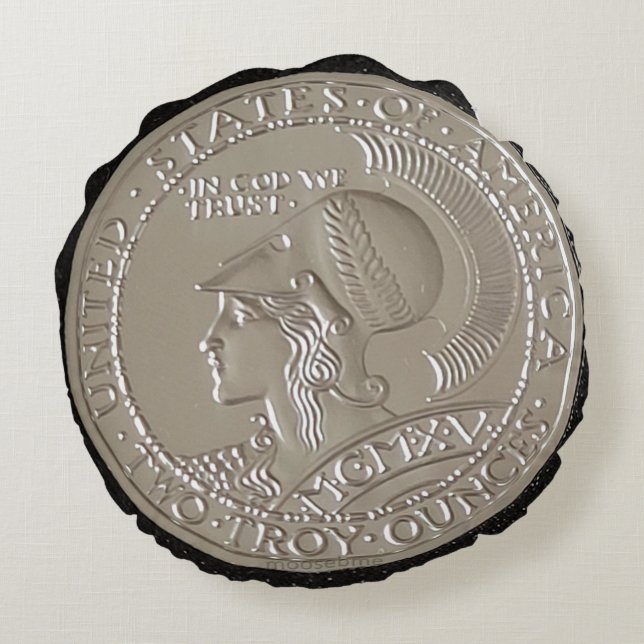 Athena and Owl Two Ounce  .999+ Silver Round Cushion (Back)