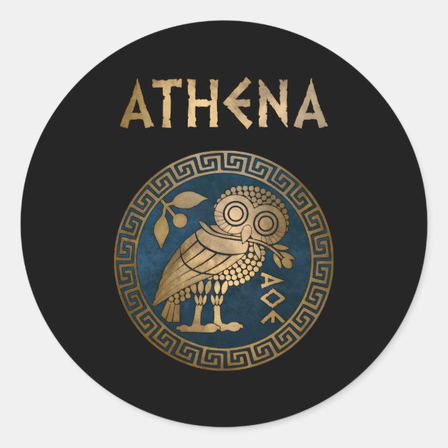 Athena Athenian Owl Symbol Of Greek Goddess Athena Classic Round Sticker (Front)