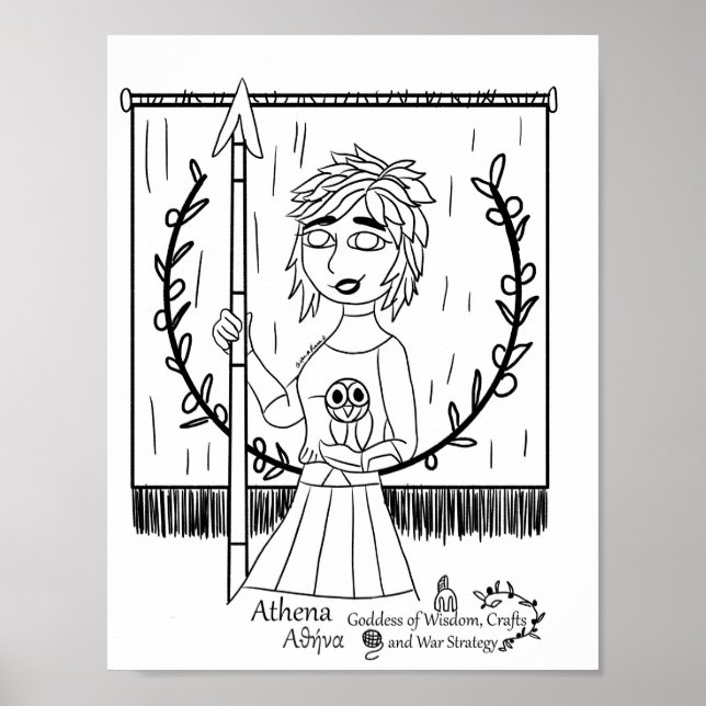 Athena Colouring Page Print (Front)