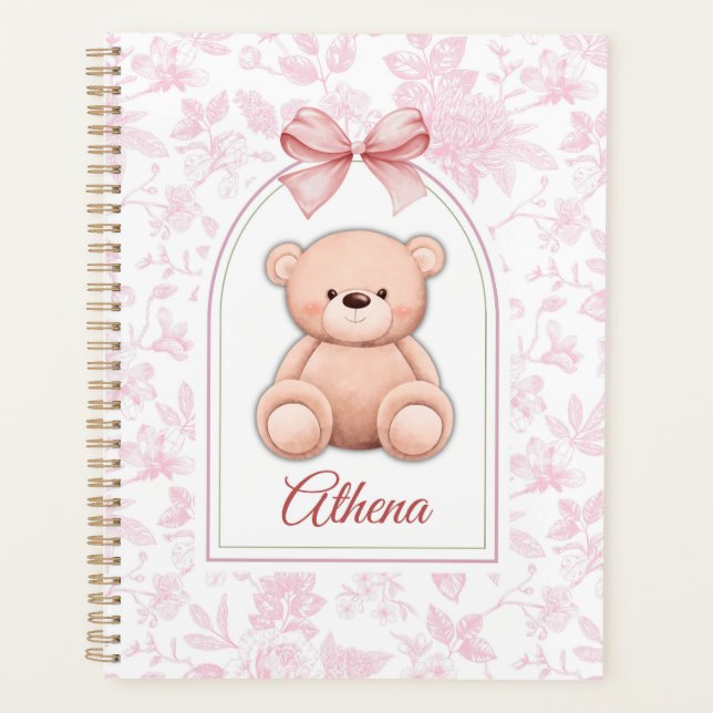 Athena | Custom Pink Teddy Bear Nursery Design  Planner (Front)