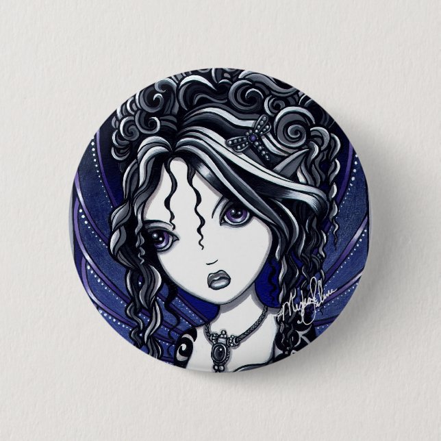 Athena Cute Dark Elegant Faery Button (Front)