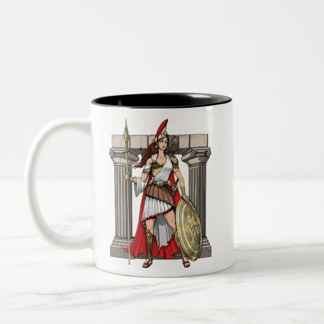 Athena Greek Goddess Two-Tone Coffee Mug (Left)