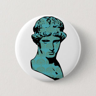 Athena Marble Statue 6 Cm Round Badge