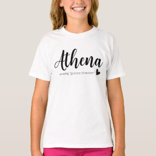 Athena Name Meaning Minimal Modern Script Girls T- T-Shirt