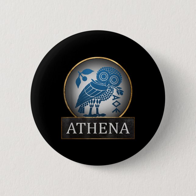Athena Owl Symbol Of The Greek Goddess Of Wisdom A 6 Cm Round Badge (Front)