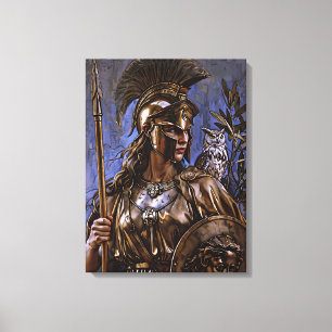 "Athena’s Eternal Vigil" Colourful Portrait Canvas Print