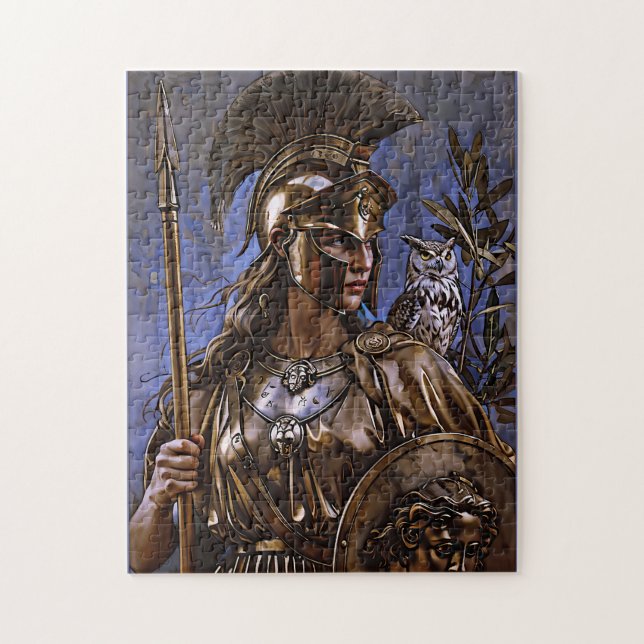 "Athena’s Eternal Vigil" Colourful Portrait      Jigsaw Puzzle (Vertical)