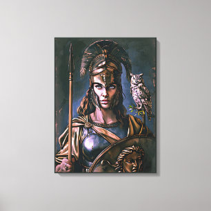 "Athena’s Fierce Loyalty" Colourful Portrait    Canvas Print