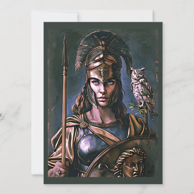 "Athena’s Fierce Loyalty" Colourful Portrait    Invitation (Front)