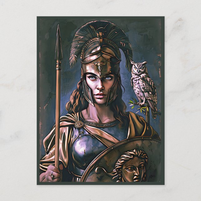 "Athena’s Fierce Loyalty" Colourful Portrait    Postcard (Front)