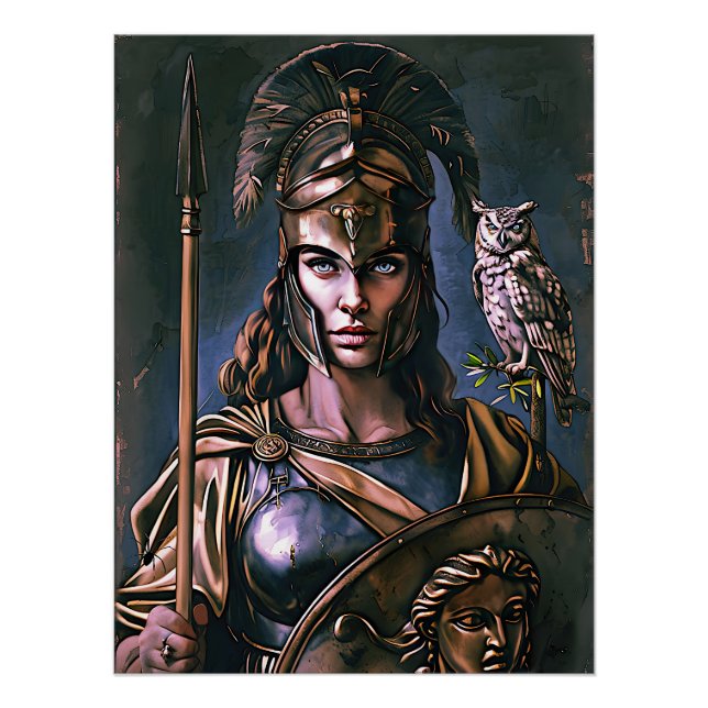 "Athena’s Fierce Loyalty" Colourful Portrait    Poster (Front)
