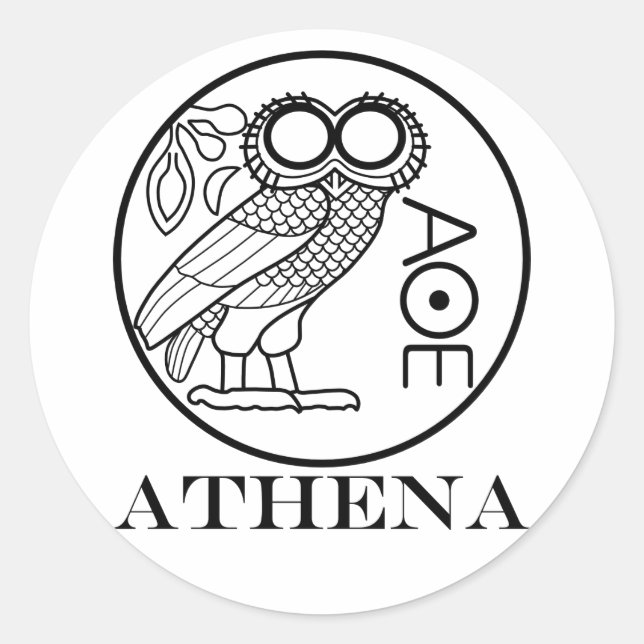 Athena’s owl tetradrachm (Engravers Font) Classic Round Sticker (Front)