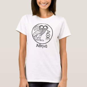 Athena’s owl tetradrachm (Greek Font) T-Shirt