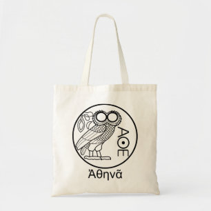 Athena’s owl tetradrachm (Greek Font) Tote Bag