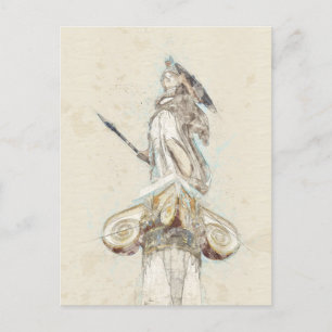 Athena Statue Sketch Postcard – Ancient Greece 