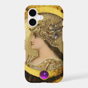 ATHENA WITH FANTASY GRIFFINS AND PURPLE GEMSTONE
