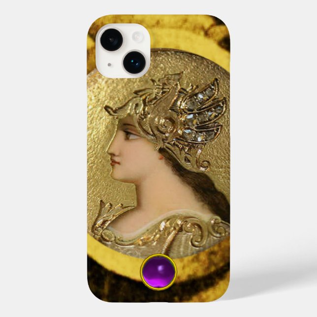 ATHENA WITH FANTASY GRIFFINS AND PURPLE GEMSTONE Case-Mate iPhone CASE (Back)