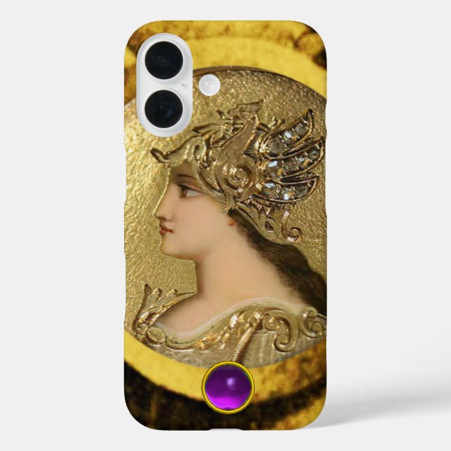 ATHENA WITH FANTASY GRIFFINS AND PURPLE GEMSTONE Case-Mate iPhone CASE (Back)