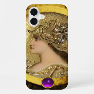 ATHENA WITH FANTASY GRIFFINS AND PURPLE GEMSTONE iPhone 16 PLUS CASE