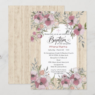 Athena Wood Baptism Invitation