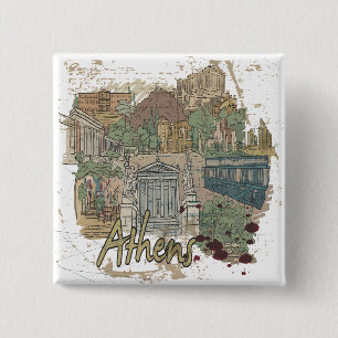 Athens 15 Cm Square Badge