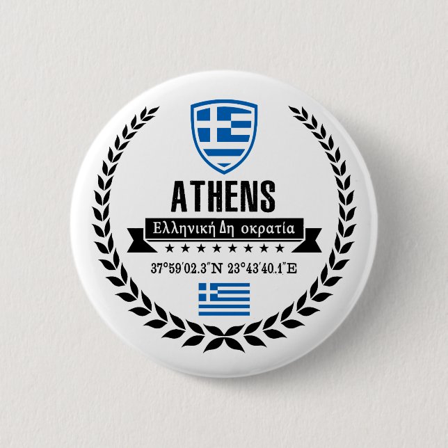 Athens 6 Cm Round Badge (Front)