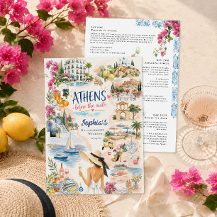 Athens Before the Aisle   Greece Bachelorette Invitation