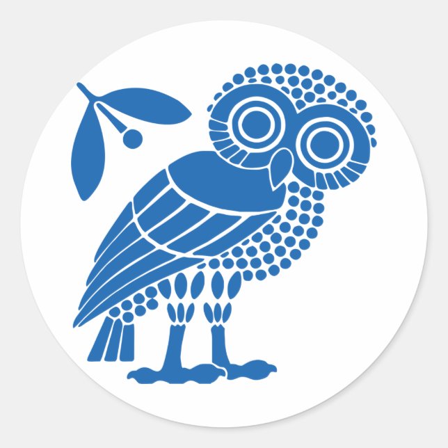 Athens city municipality flag symbol emblem owl bi classic round sticker (Front)