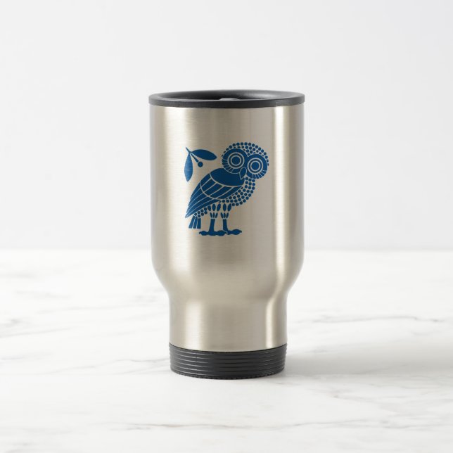 Athens city municipality flag symbol emblem owl bi travel mug (Center)