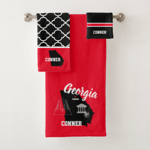 Athens Georgia Black and Red Bath Towel Set