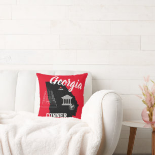 Athens Georgia Black and Red Throw Pillow