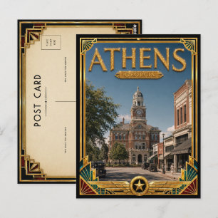 Athens Georgia Vintage Art Deco Golden Age Postcard