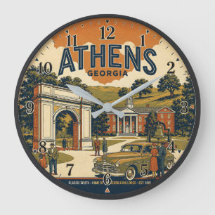 Athens Georgia Vintage Classic College Town Large Clock