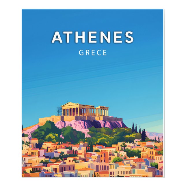 Athens, Grece, Poster style retro-chic (Front)