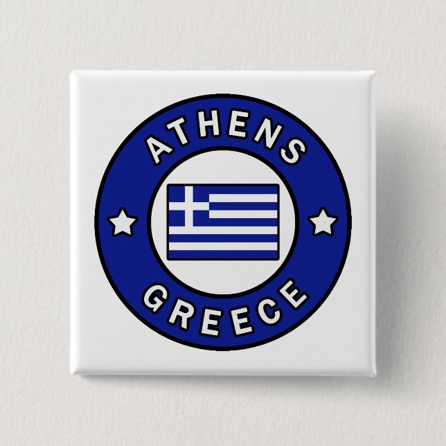 Athens Greece 15 Cm Square Badge (Front)