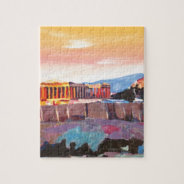 Athens Greece Acropolis At Sunset Jigsaw Puzzle (Vertical)