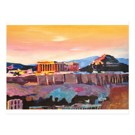 Image of Athens Greece Acropolis At Sunset Postcard