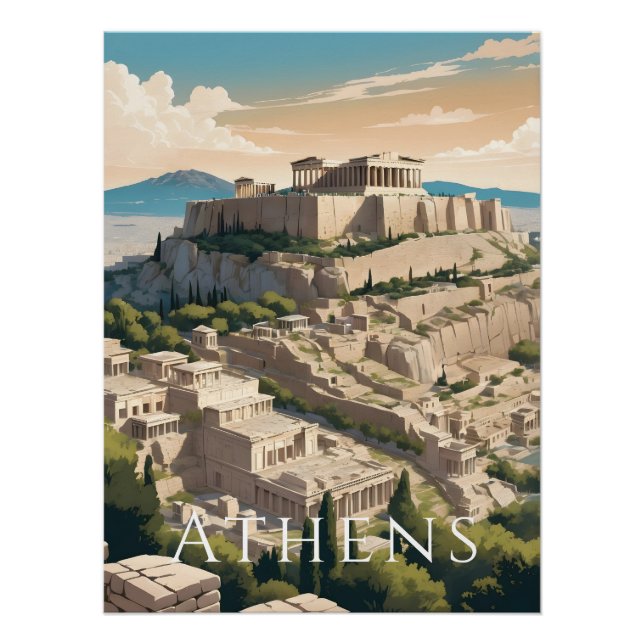 Athens Greece Acropolis Travel Print (Front)