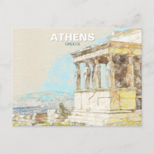 Athens Greece – Ancient Greek City View, Travel Postcard
