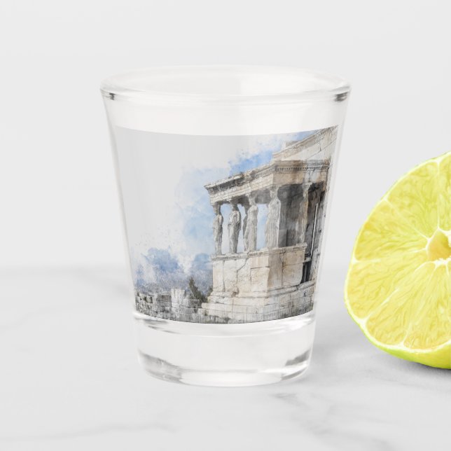 Athens Greece – Ancient Ruins Souvenir, Greek  Shot Glass (Front)