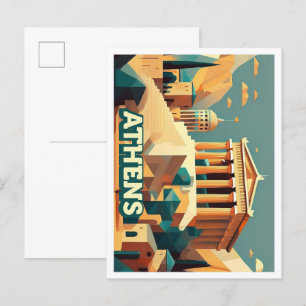 Athens Greece artistic colourful Postcard