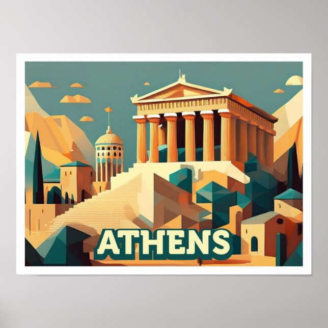 Athens Greece artistic colourful Poster (Front)