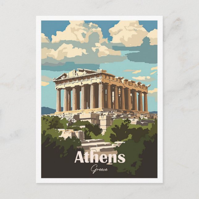 Athens Greece Artwork Travel Place illustration Postcard (Front)