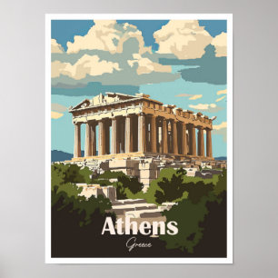 Athens Greece Artwork Travel Place illustration Poster