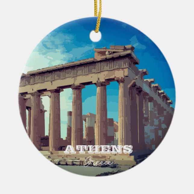 Athens, Greece Ceramic Tree Decoration (Front)