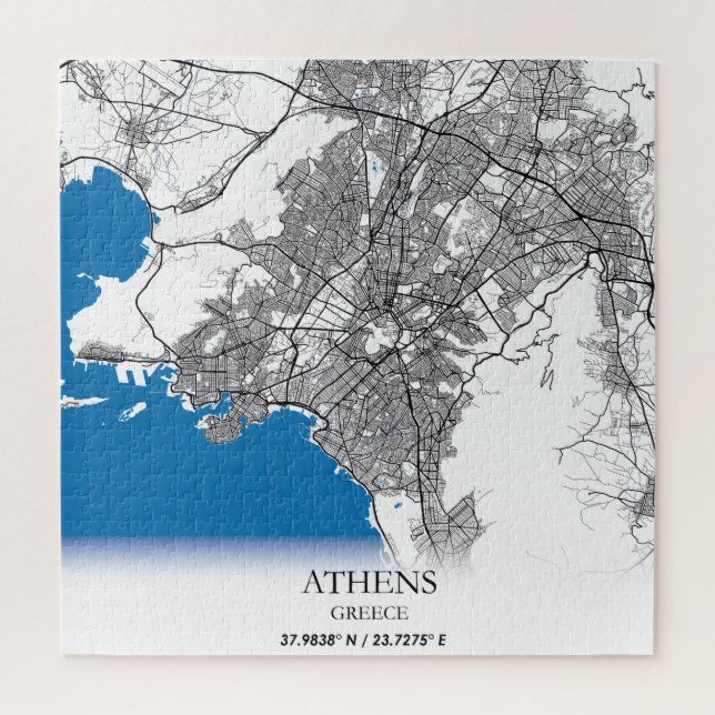 Athens Greece City Map Travel Simple Minimal Jigsaw Puzzle (Vertical)