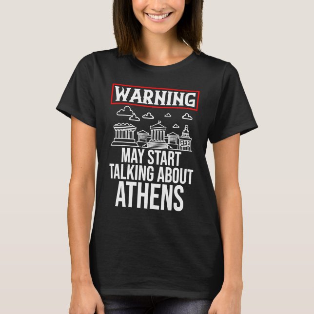 Athens Greece City Skyline Map Travel 1 T-Shirt (Front)