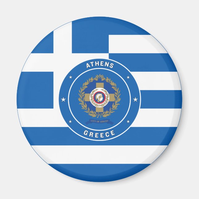 Athens, Greece Emblem & Flag Magnet (Front)