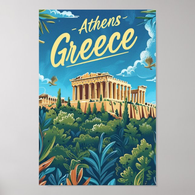 Athens Greece Famous Vintage Travel Place Poster (Front)